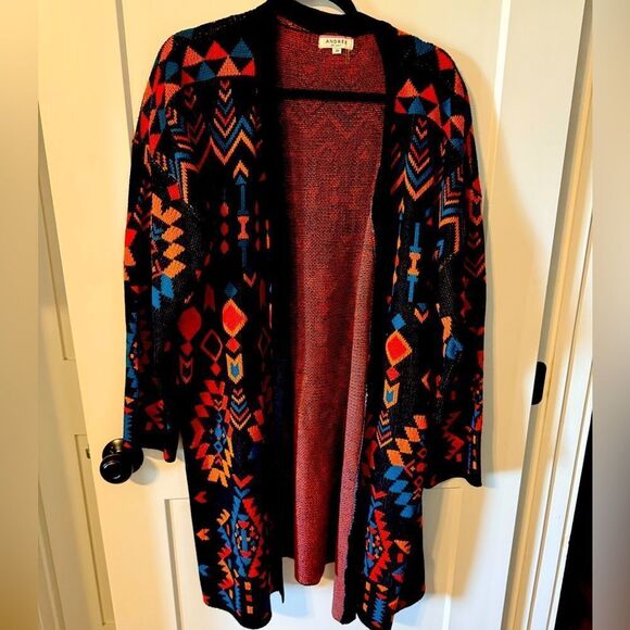 ANDREE BRAND WOMENS PLUS SIZE WESTERN SWEATER JACKET - Picture 1 of 4